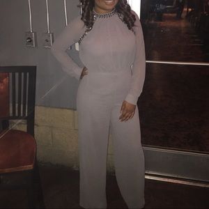 BCBG Long Sleeve Grey Jumpsuit